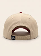 Two Tone Beige-Burgundy  H Beam Baseball Hat