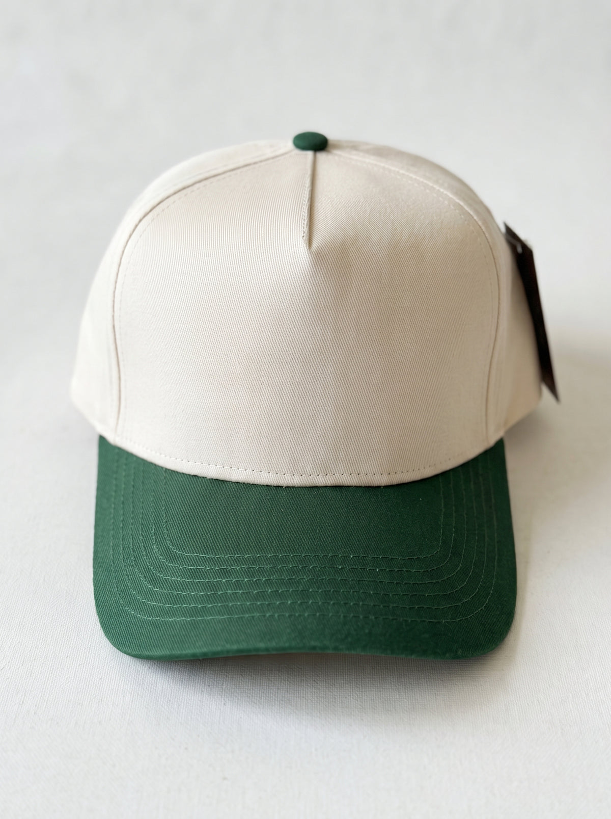 Two Tone Beige-Green H Beam Baseball Hat