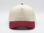 Two Tone Beige-Burgundy  H Beam Baseball Hat