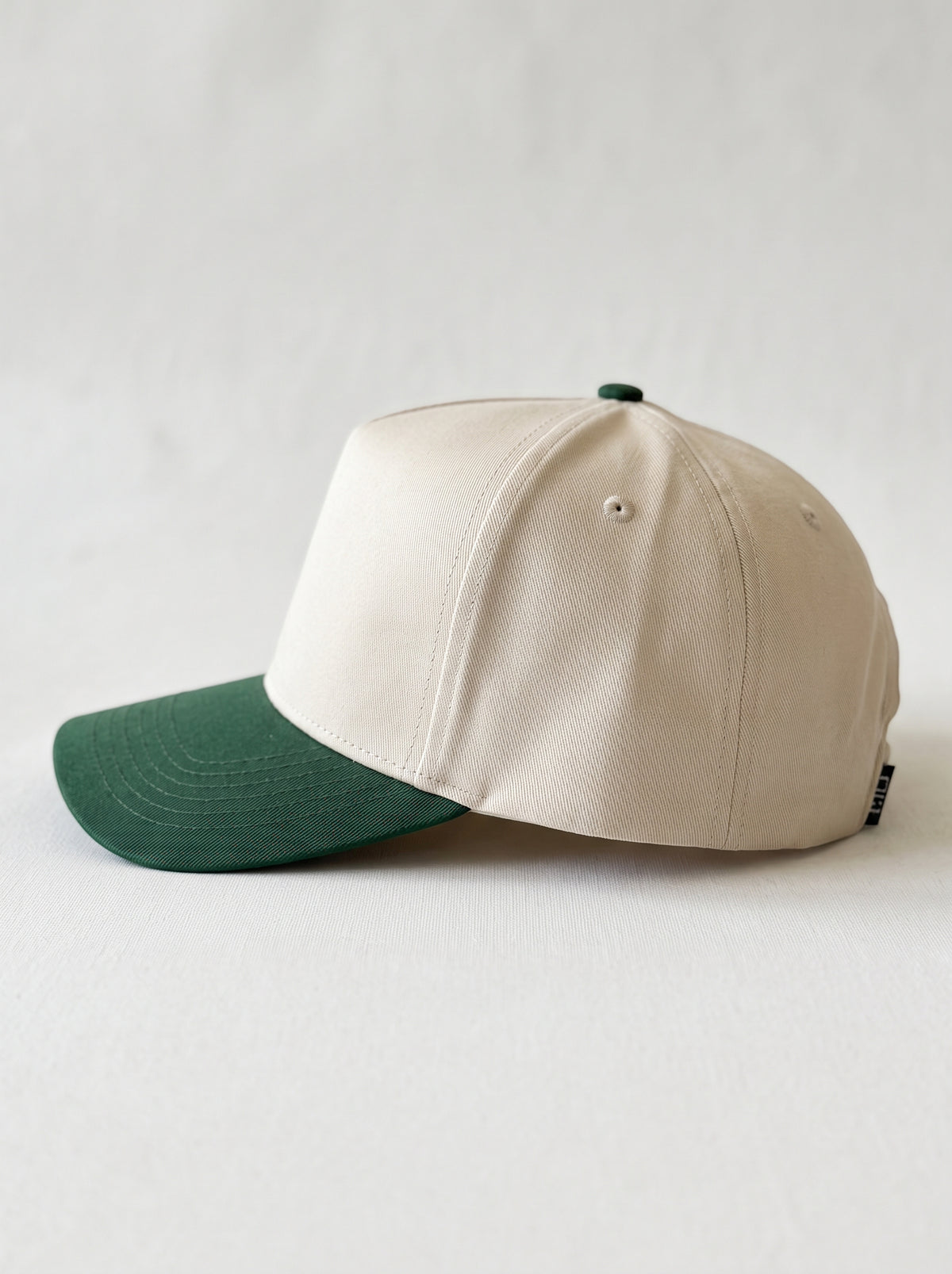 Two Tone Beige-Green H Beam Baseball Hat
